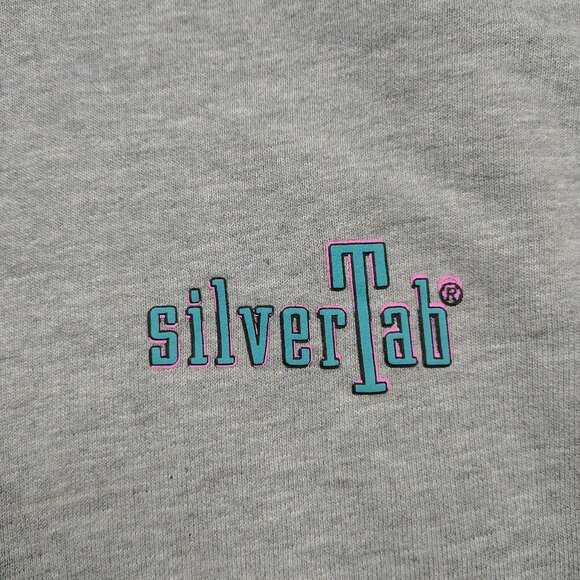 SILVERTAB Hoodie Adult S Gray Oversized Graphic Pullover Retro Streetwear - Picture 2 of 10